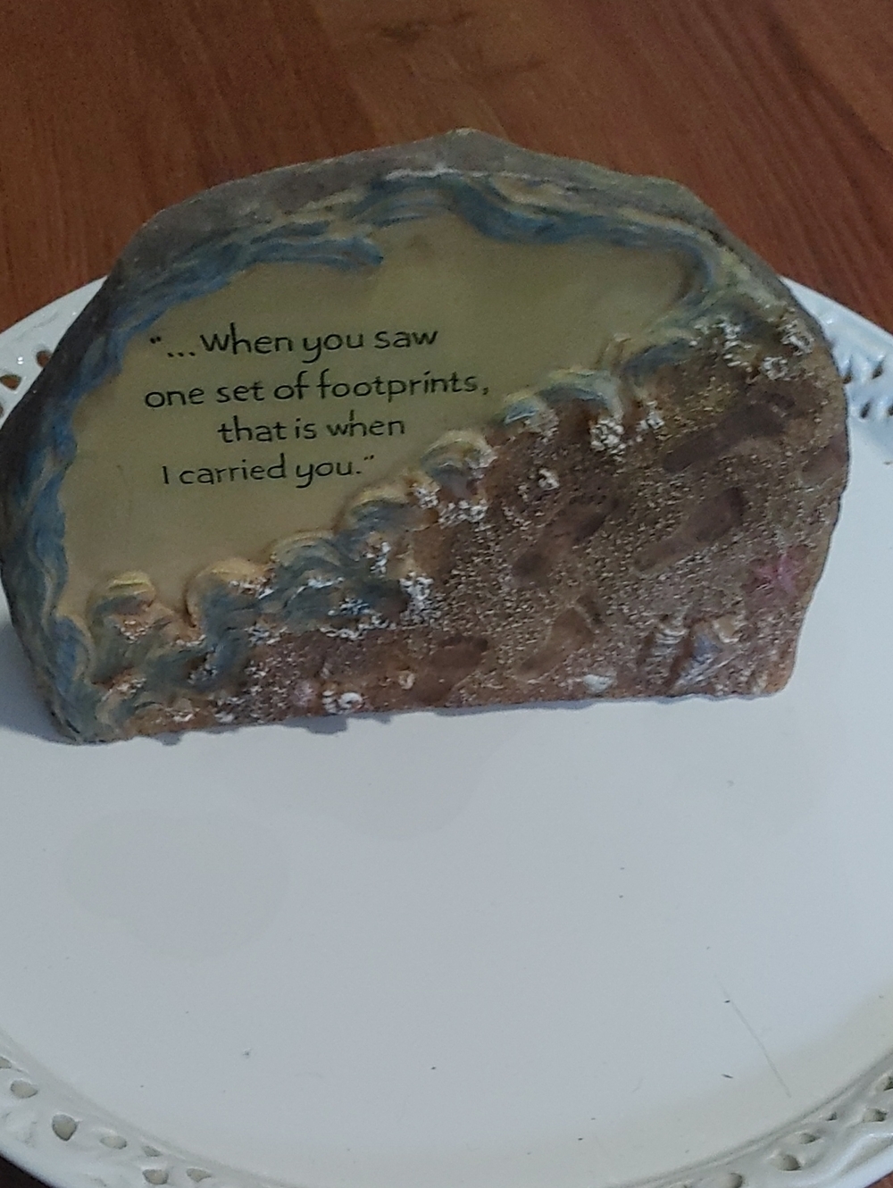 ✅$5 Add On Inspirational Footprints Home Art Stone (Resin) - Brown and Blue